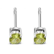 5x7mm Oval Prong-Set Peridot Stone Sterling Silver Stud Earrings - e446